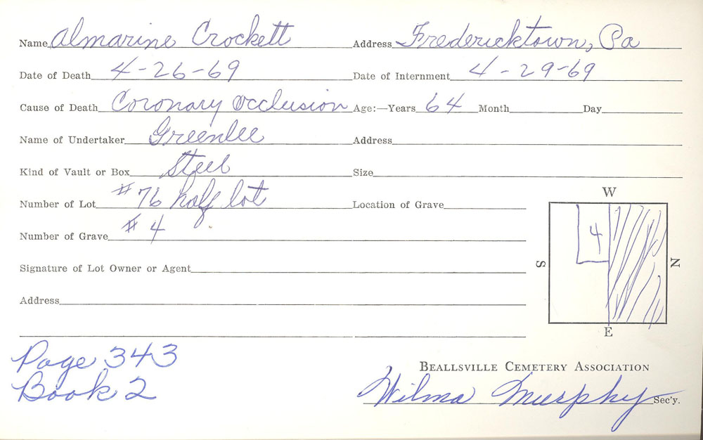 burial card
